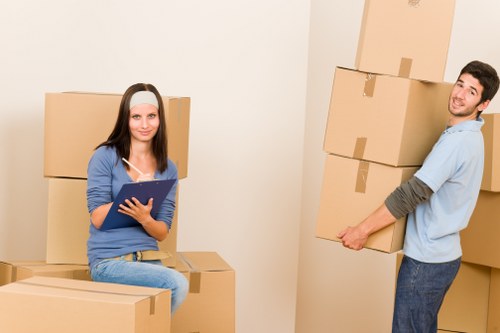 Packed boxes and furniture ready for removals in Finsbury Park