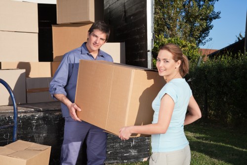 Packed moving boxes ready for a man and van job in Finsbury Park